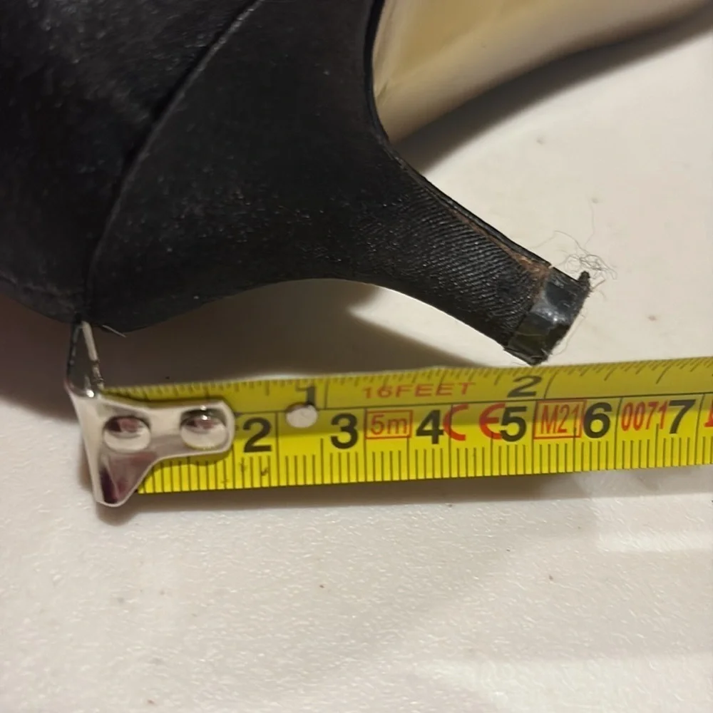 RSVP - Black Peep Toe Heels with Ruffle Detail. Size 11.